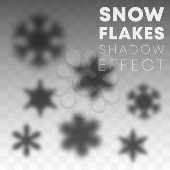 Snowflakes shadow overlay effect on transparent background. Vector illustration.