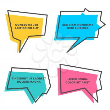 Colored quote speech bubble template. Quotes form and speech box isolated on white background. Vector illustration.