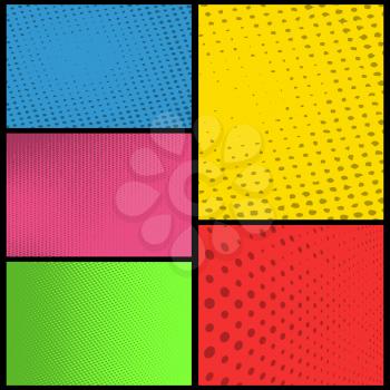 Blank comic book page background template with halftone pattern design. Vector illustration.