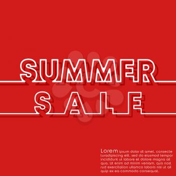 Summer Sale banner template. Minimal line design background for typography, printing products, flyer, brochure covers. Vector illustration.