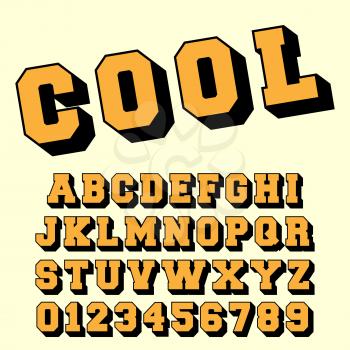 Retro alphabet template. Letters and numbers of vintage design. Vector illustration.