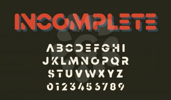 Minimal design alphabet template. Letters and numbers incomplete design. Vector illustration.