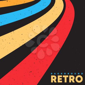 Retro grunge texture background with vintage color stripes. Vector illustration.