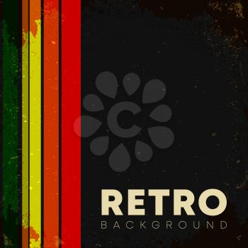 Linear background with retro grunge texture and vintage colored stripes. Vector illustration.