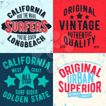 Vintage design print for t-shirt stamp, tee applique, fashion typography, badge, label clothing, jeans, and casual wear. Vector illustration.