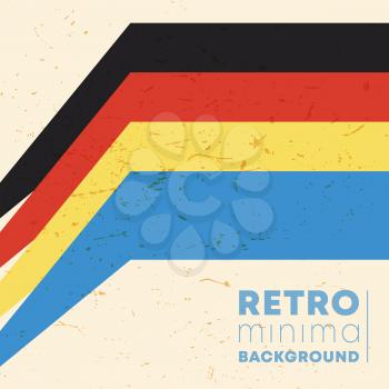 Vintage color stripes background with retro grunge texture. Vector illustration.