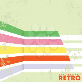 Retro design background with vintage grunge texture and lines. Vector illustration.