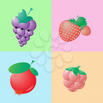 icons berries on a colored background