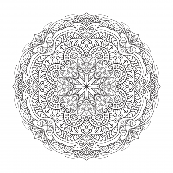 Coloring. Mandala Eastern pattern. Zentangl round ornament