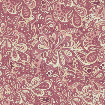 Doodle floral seamless pattern rose tones