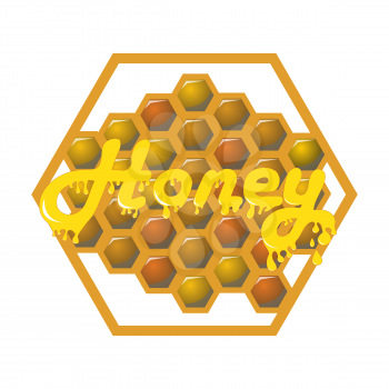 Honey. Honeycombs. The inscription runs