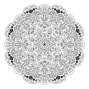 Mandala. Coloring Eastern pattern. Zentangl round ornament