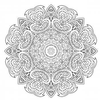 Mandala doodle drawing. Ethnic motives. Relaxing coloring