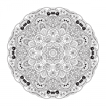 Mandala Eastern coloring pattern. Zentangl round ornament