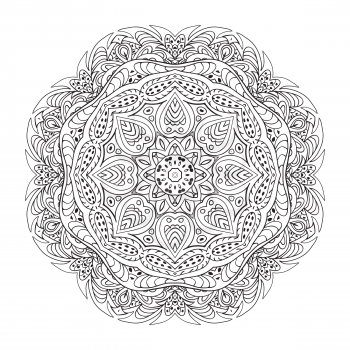 Mandala Eastern pattern. Zentangl round ornament. Coloring book