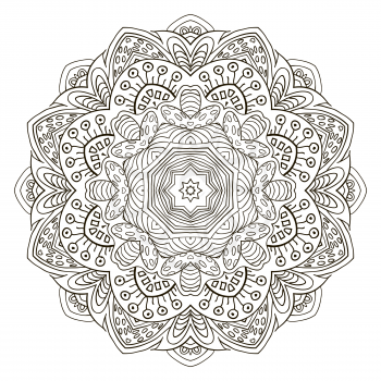 Mandala flower. Doodle Round ornament. Coloring