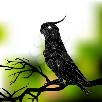 Parrot on a branch. Abstract silhouette of triangles 