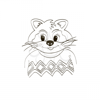 Raccoon in jersey. Coloring. Picture for clothes, cards, children's books