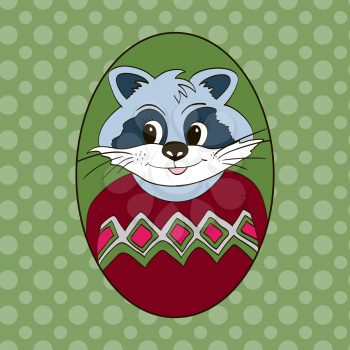 Raccoon in vinous jersey. Picture for clothes, cards, children's books