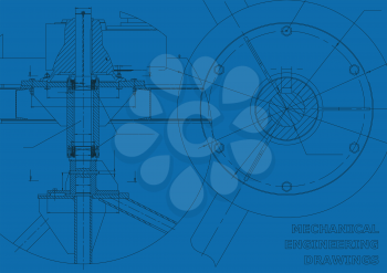 Vector Mechanical engineering drawings. Vector blue background