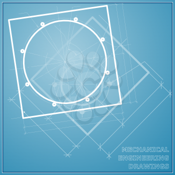 Engineering background Vector. Mechanical engineering blue and white drawings