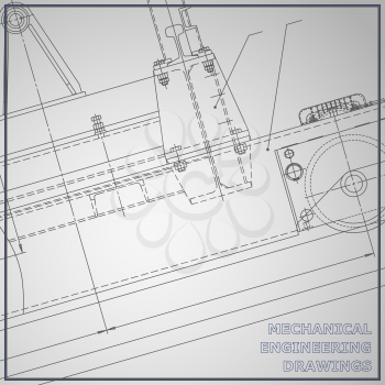Gray Mechanical engineering drawings. Engineering illustration. Vector gray background. Corporate Identity