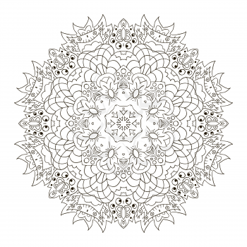 Mandala Eastern pattern. Zentangl round ornament. Coloring