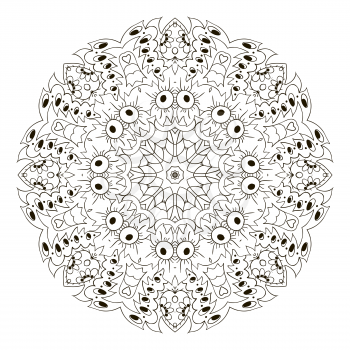Mandala. Zentangl round ornament. Relax. Meditation coloring