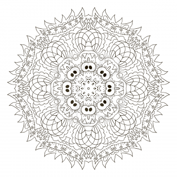Mandala. Zentangl round ornament. Relax. Meditation, coloring