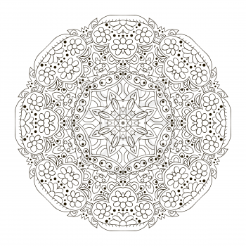 Mandala. Zentangl round ornament. Relax, meditation. Coloring