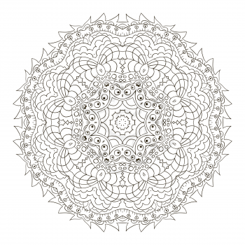 Mandala. Zentangl round ornament. Relax, meditation. Oriental pattern. Coloring
