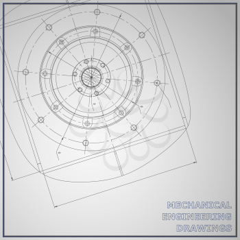 Mechanical engineering drawings. Engineering illustration. Vector background. Corporate Identity. Gray