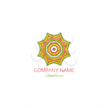 Business logo, emblem. Floral, Oriental logo. Sunny logo. Eco, natural motive. Flower