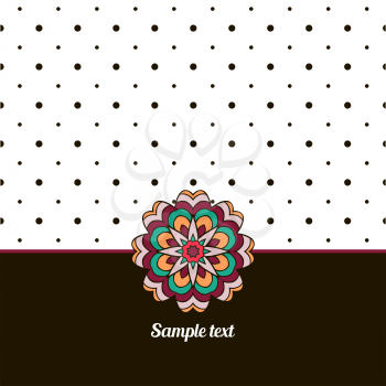 Cover, Oriental-style card. Cute picture dots. Black, white and many colors. Mandala - Decoration. Cute pattern