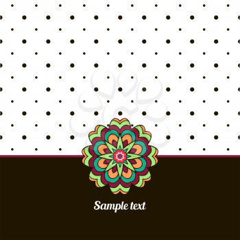 Cover, Oriental-style card. Cute picture dots. Black, white and many tone. Mandala - Decoration