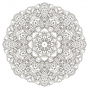 Mandala. Oriental coloring ornament relaxing. Doodle Round figure
