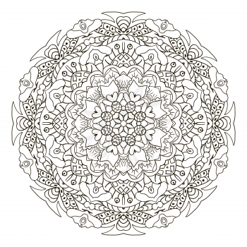 Mandala. Oriental ornament relaxing. Doodle drawing round Coloring
