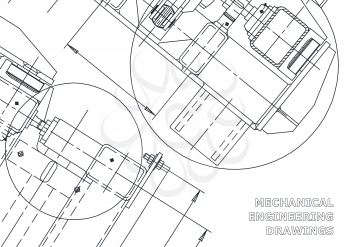 Mechanical Engineering drawing. Blueprints. Mechanics. Cover. Engineering design, instrumentation