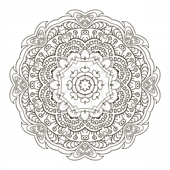 Oriental beautiful ornament. Mandala. Round pattern. Hand draw. Coloring
