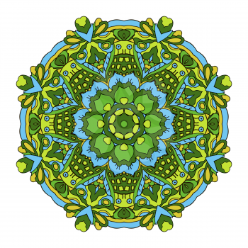 Oriental beautiful ornament. Mandala. Round pattern. Hand drawing. Relax
