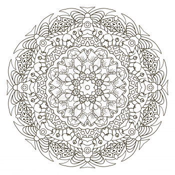 Oriental ornament relaxing coloring. Mandala. Doodle Round figure