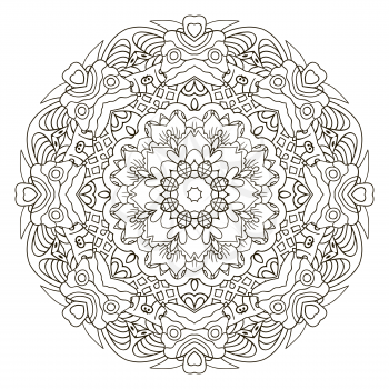 Oriental ornament relaxing. Doodle drawing round. Mandala. Coloring