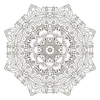 Oriental ornament relaxing. Doodle Round figure. Mandala Coloring