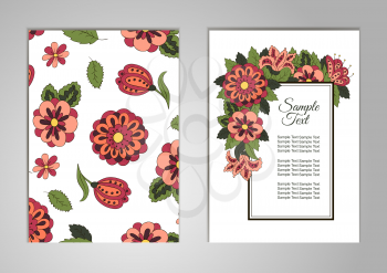 Set cards on his birthday, a holiday, a wedding invitation. Floral motifs. Cover, Magazine, floral elements. Design background, frame, vector layout