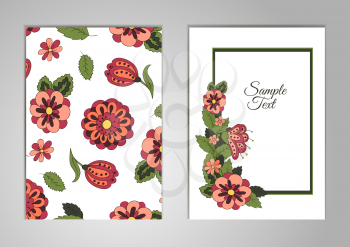 Set cards on his birthday, a holiday, a wedding invitation. Floral ornament. Cover, Magazine, floral elements. Design background, frame, vector layout