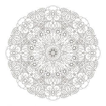 Coloring Oriental pattern. Traditional round ornament. Mandala. Snowflake. Doodle drawing
