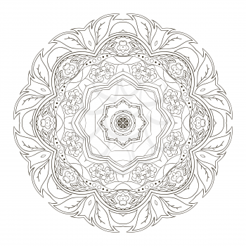 Mandala. Coloring Oriental pattern. Traditional round ornament. Turkey, Egypt, Islam. Relaxing picture. Doodle drawing