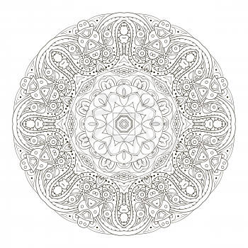 Mandala. Coloring. Oriental pattern. Traditional round ornament. Turkey Egypt. Relaxing picture