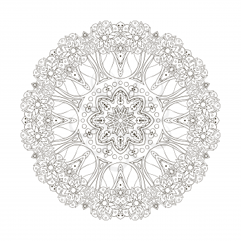 Mandala. Oriental coloring pattern. Turkey, Egypt, Islam. Traditional round ornament. Doodle drawing. Relaxing picture