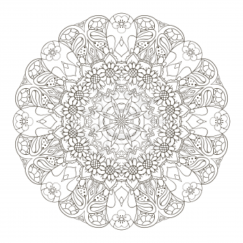 Mandala. Oriental pattern. Doodle drawing. Traditional round ornament. Turkey, Egypt, Islam. Coloring Relaxing picture